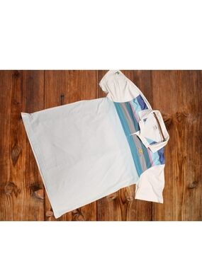 Puma Mens Polo in Light Blue, White & Teal Stripes Presidential Cup GOLF Large